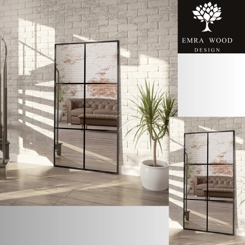 Lustro loft ze szprosami - 6 KWATER - kolor ramy do wyboru